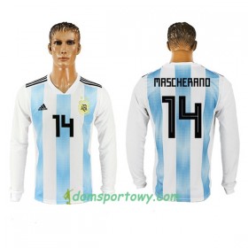 Koszulka Argentyna Mascherano 14 Domowe Koszulki Piłkarskie Mistrzostwa Świata 2018 Długi Rękaw